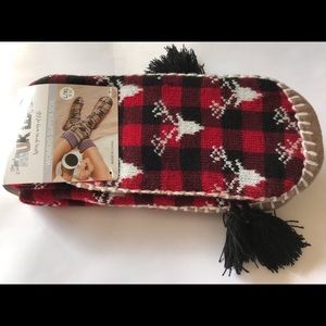 MUKWKS colorful holiday long slipper socks.